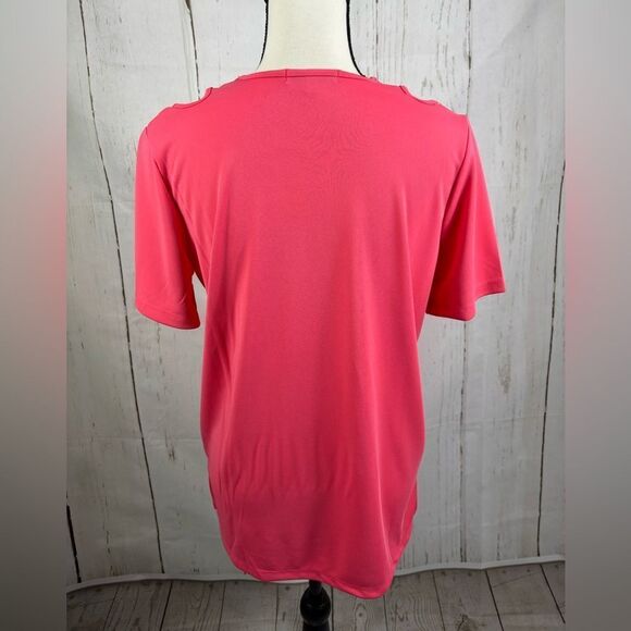 Runaway Ready Women’s Top Keyhole Short Sleeve Hot Pink Corral - Picture 4 of 6